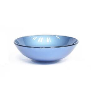 Cuba de Vidro para Banheiro Redonda 31cm Azul