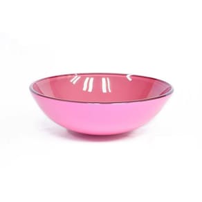 Cuba de Vidro para Banheiro Redonda 35cm Rosa