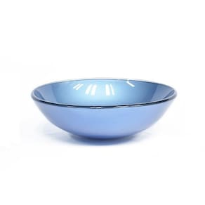 Cuba de Vidro para Banheiro Redonda 42cm Azul