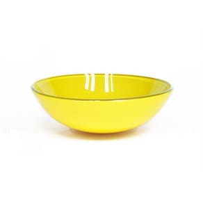 Cuba de Vidro para Banheiro Redonda 35cm Amarelo