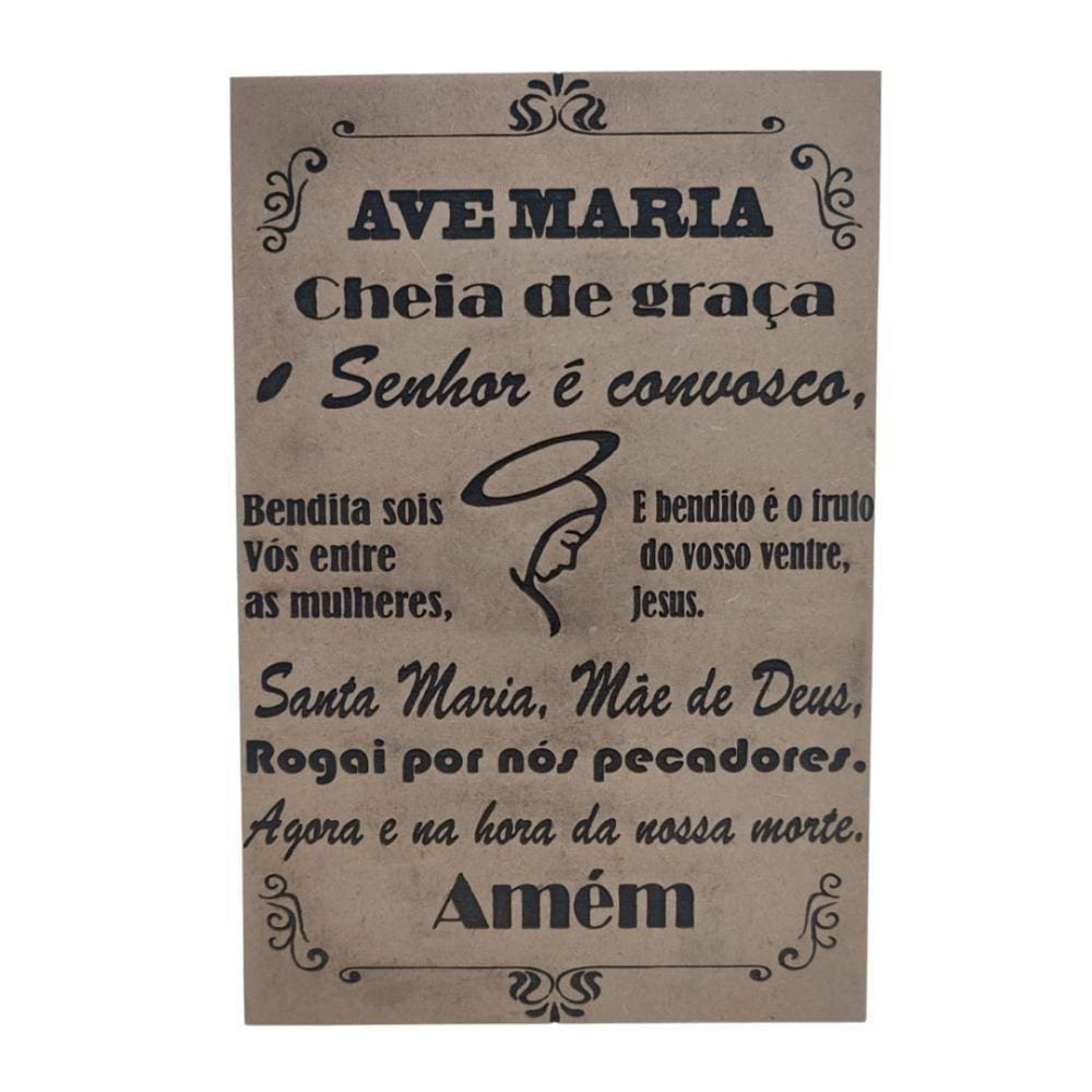 Oração Ave Maria Gravada Laser Tamanho A4 Mdf 3mm Natural [f031]