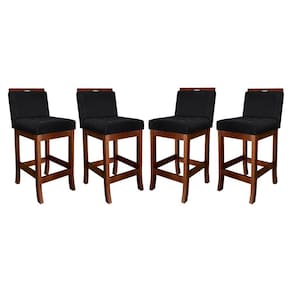 Kit 4 Banquetas Turim Assento 60 Cm Madeira Castanho Suede