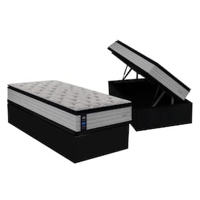 Cama Box Baú Solteiro: Colchão Molas Ensacadas Sealy MasterPocket Passion + Base CRC Suede Black(88x188)