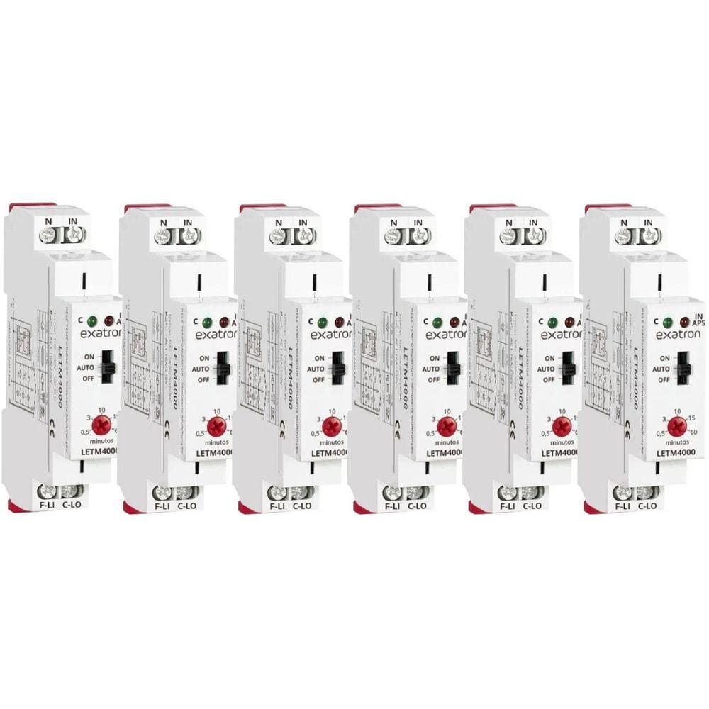 6 Relé Temporizador Minuteria Multifunção Bivolt 50/60hz Din Letm4000 Exatron