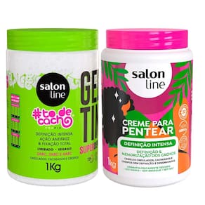 Kit Salon Line Gelatina To De Cacho + Creme Para Pentear Salon Line Definição Intensa 1Kg