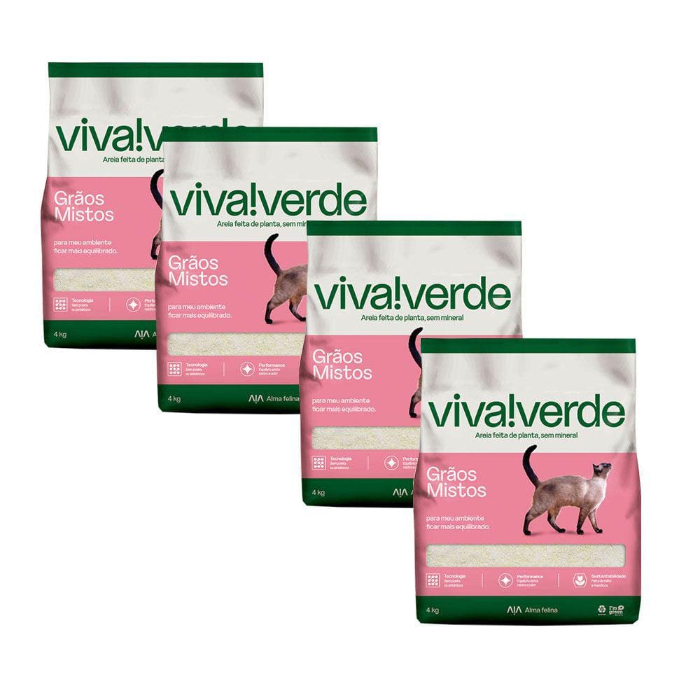 Kit 4 Areias Higiênica Para Gatos Biodegradável Descomplicada Viva Verde - 4kg