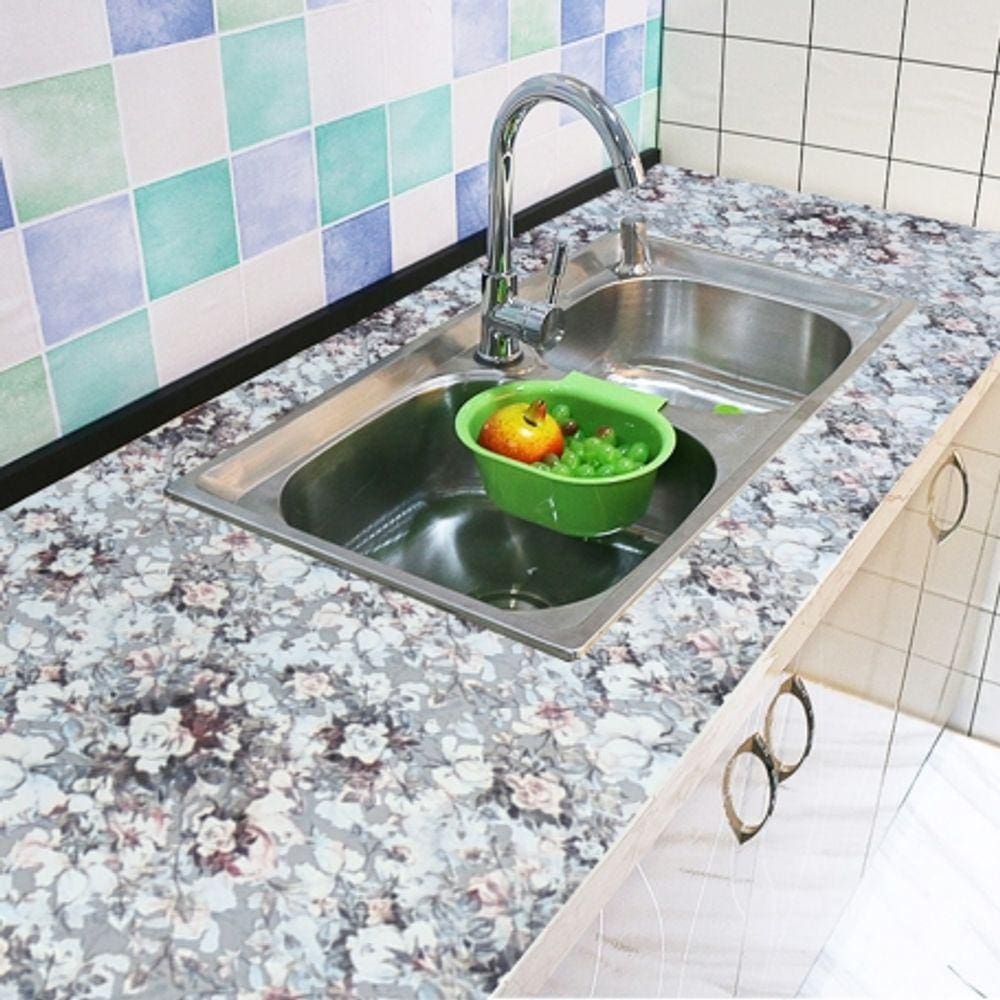 Papel de Parede Adesivo Floral 45Cm x 5Mts Lavável e Impermeável Quarto Sala Copa