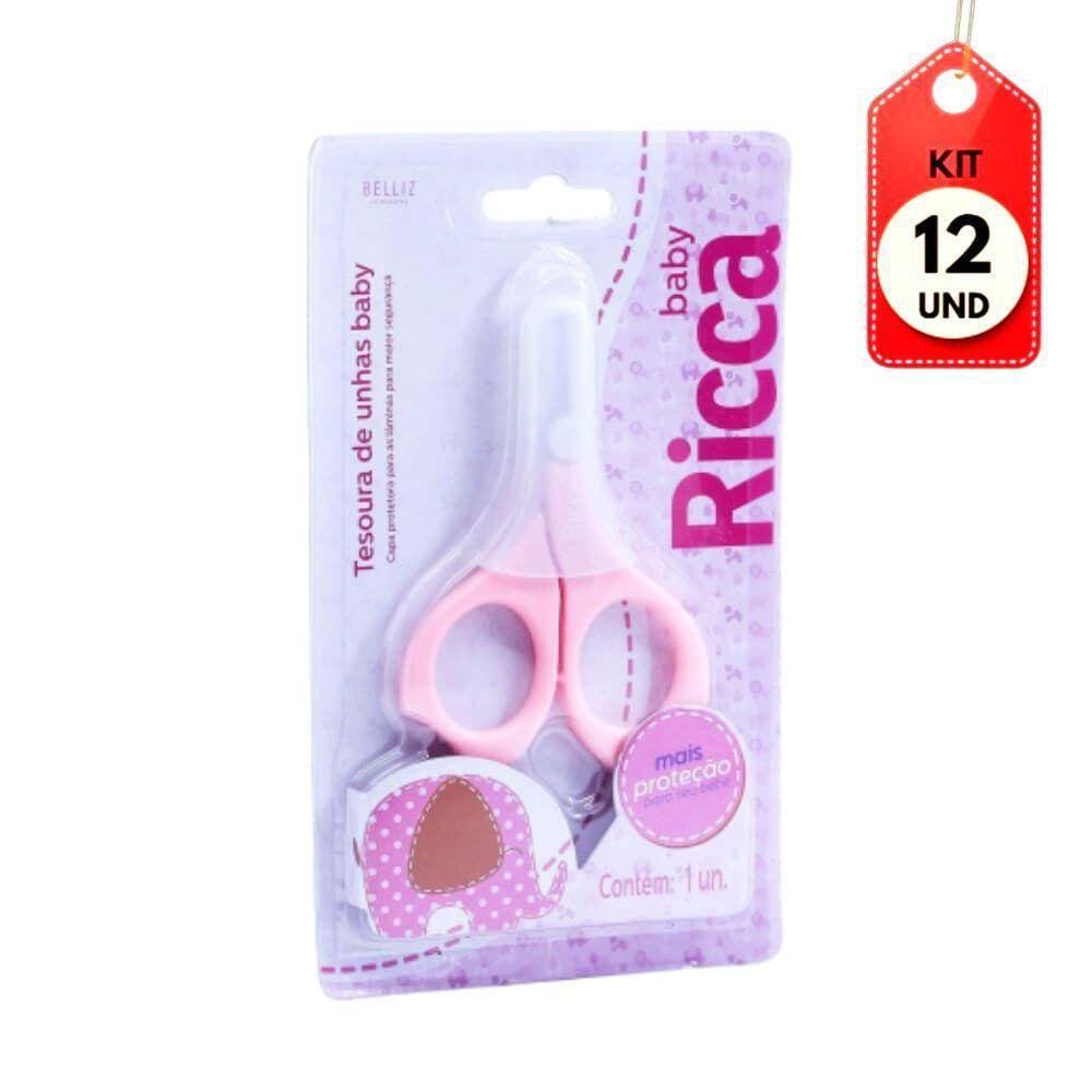 Kit C-12 Ricca Tesoura P- Unha Baby Rosa