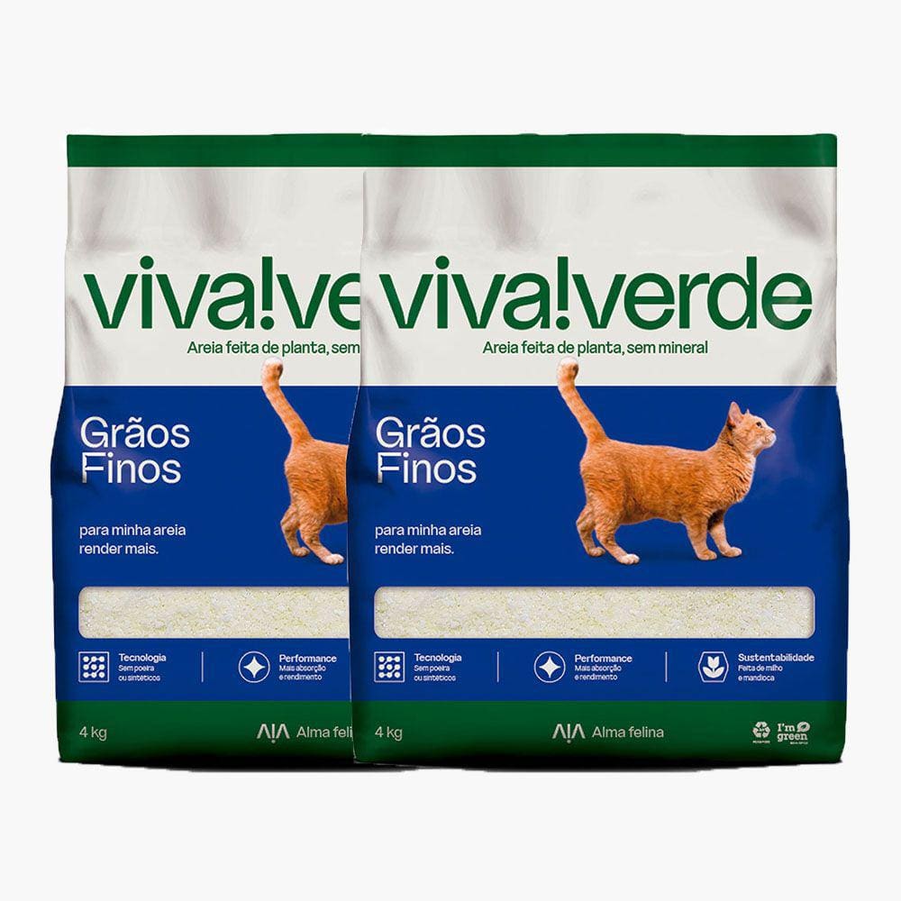 Areia Higiênica petfive Viva Verde Limpeza Plena para Gatos 8Kg