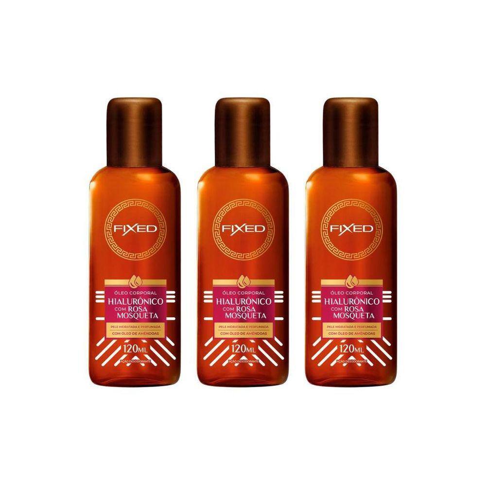 Oleo Fixed Corporal Hialuronico Com Rosa Mosqueta 120Ml-3Un