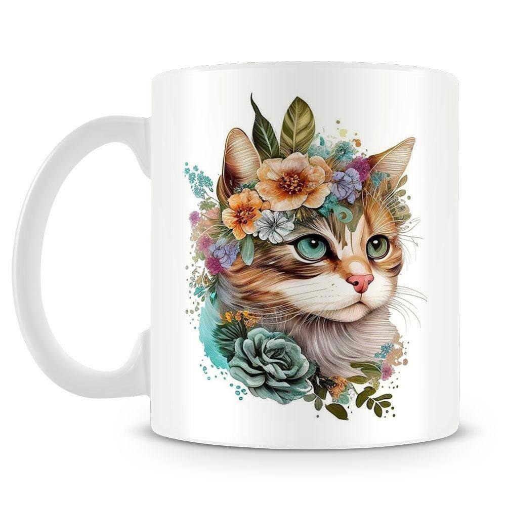 Caneca Personalizada Gatinho Florido