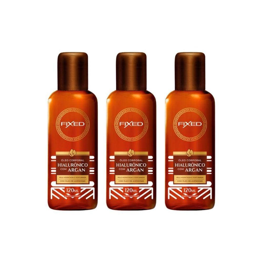 Oleo Fixed Corporal Hialuronico Com Argan 120Ml - Kit 3Un