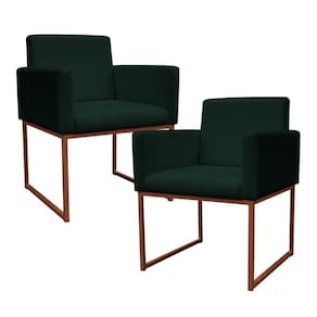 Kit 2 Poltronas Decorativa Base De Ferro Bronze Veludo Verde - Montanaris Decor