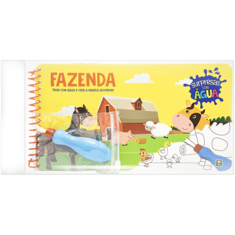 Livro De Colorir Infantil Surpresas com Água: Fazenda
