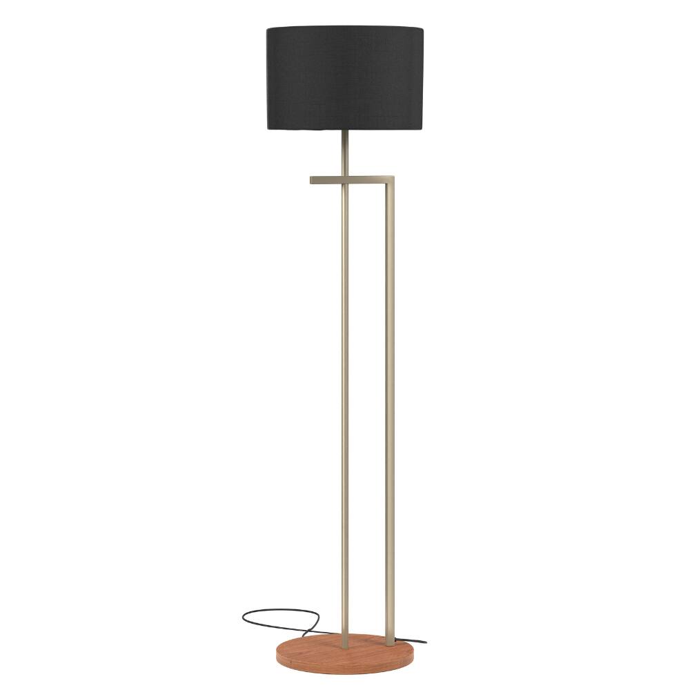 Abajur de Chão decoração para escritorio base mdf bivolt Cupula Preta