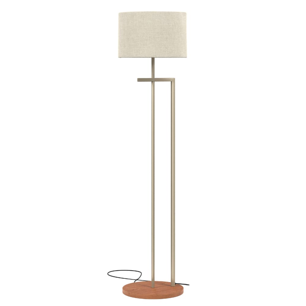Luminaria de Canto para Sala Base Mdf Estrutura de Aço Bivolt Cupula Bege