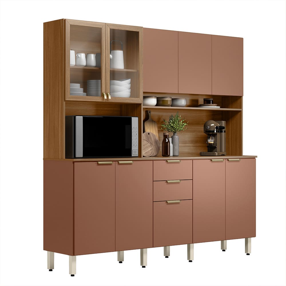 Armário Cozinha Compacta 10 Portas Porto Amêndola Marsala