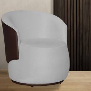 Poltrona Organica Beatriz Suede Branco C/ Composê Corano Marrom - LM DECOR
