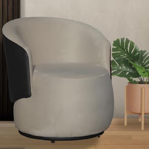 Poltrona Organica Beatriz Suede Bege C/ Composê Corano Preto - LM DECOR