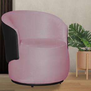 Poltrona Organica Beatriz Suede Rosa C/ Composê Corano Preto - LM DECOR