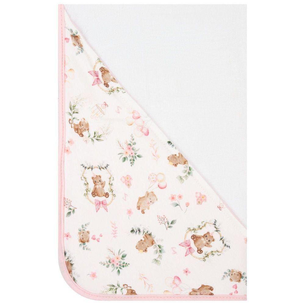 Toalha De Banho Bebê Ursinhos Rosa 90X70 Cm - Hug