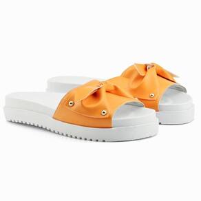 Sandália Papete Feminina com Tiras de PU Ideal para um Look Casual e Confortável Laranja