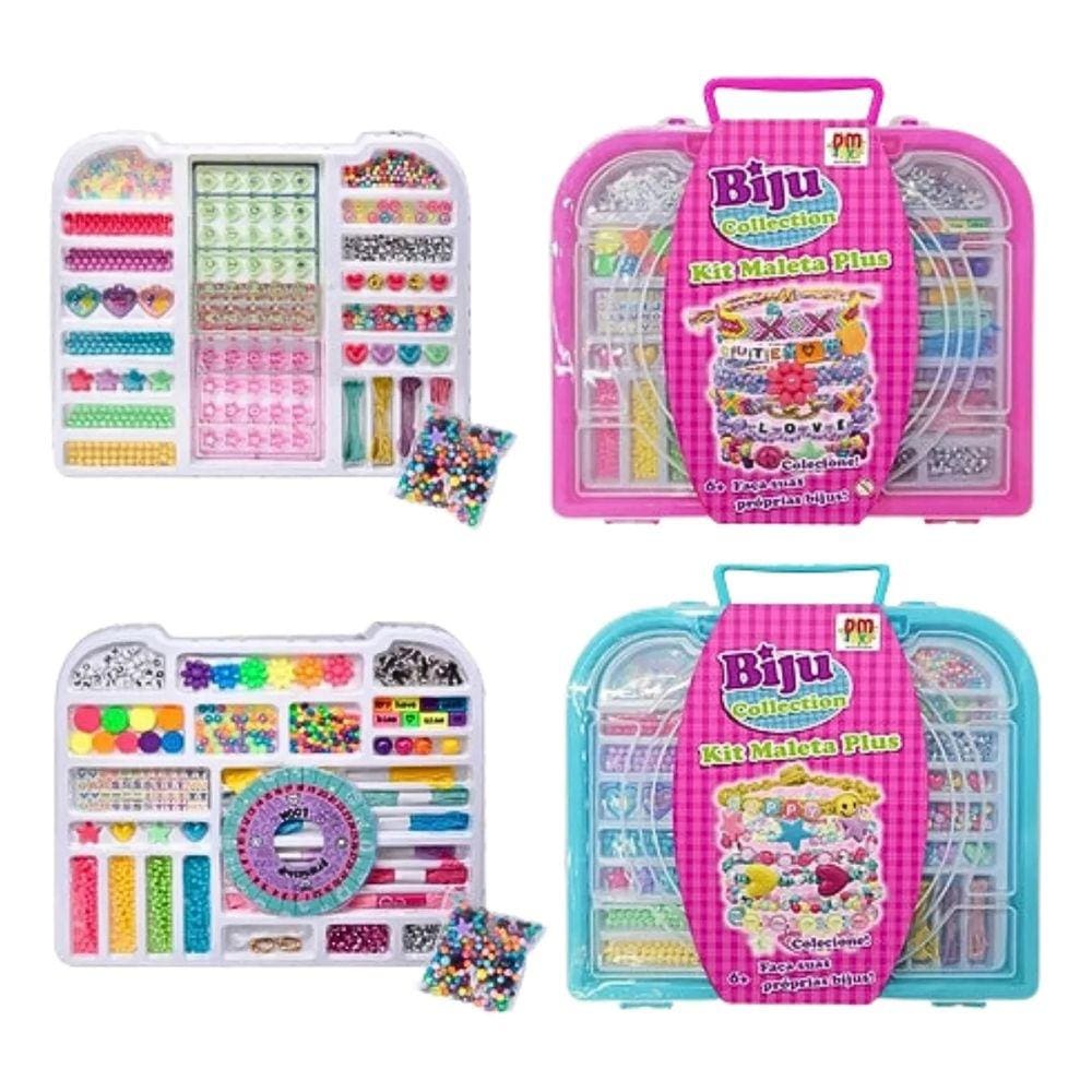 Maleta Plus Biju Collection Miçangas Rosa e Azul - DMTOYS