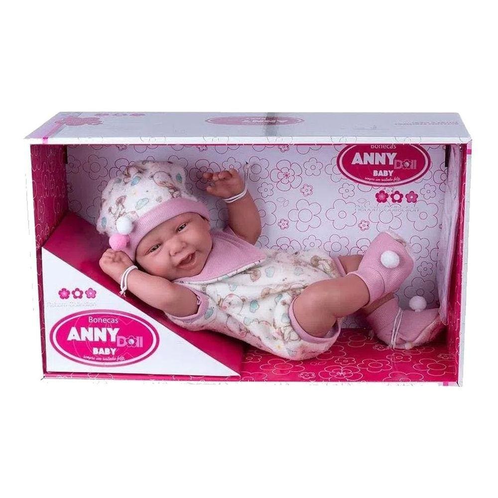 Boneca Anny Doll Baby Menina Reborn Macacão - Cotiplás
