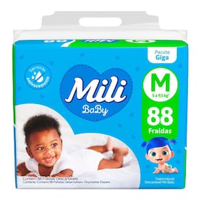 Fralda Mili Baby Tamanho M Pacote Giga 88 Unidades Descartáveis