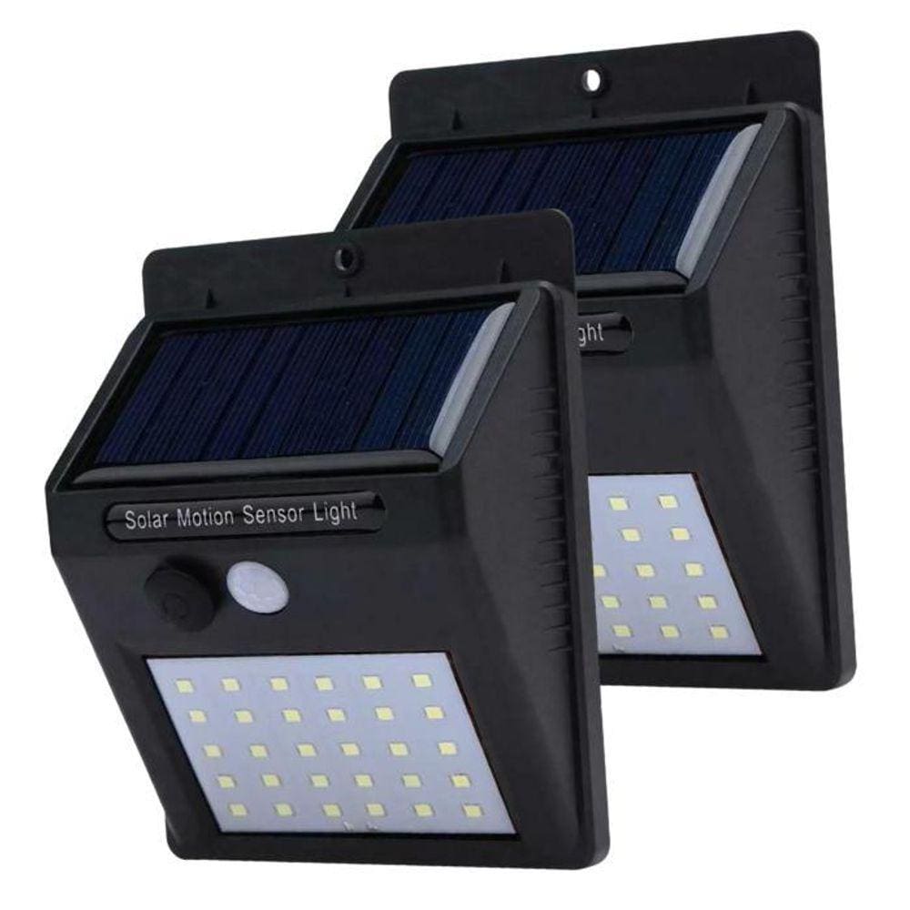 Kit Com 2 Arandelas Luminária Solar 30 Leds Sensor Presença