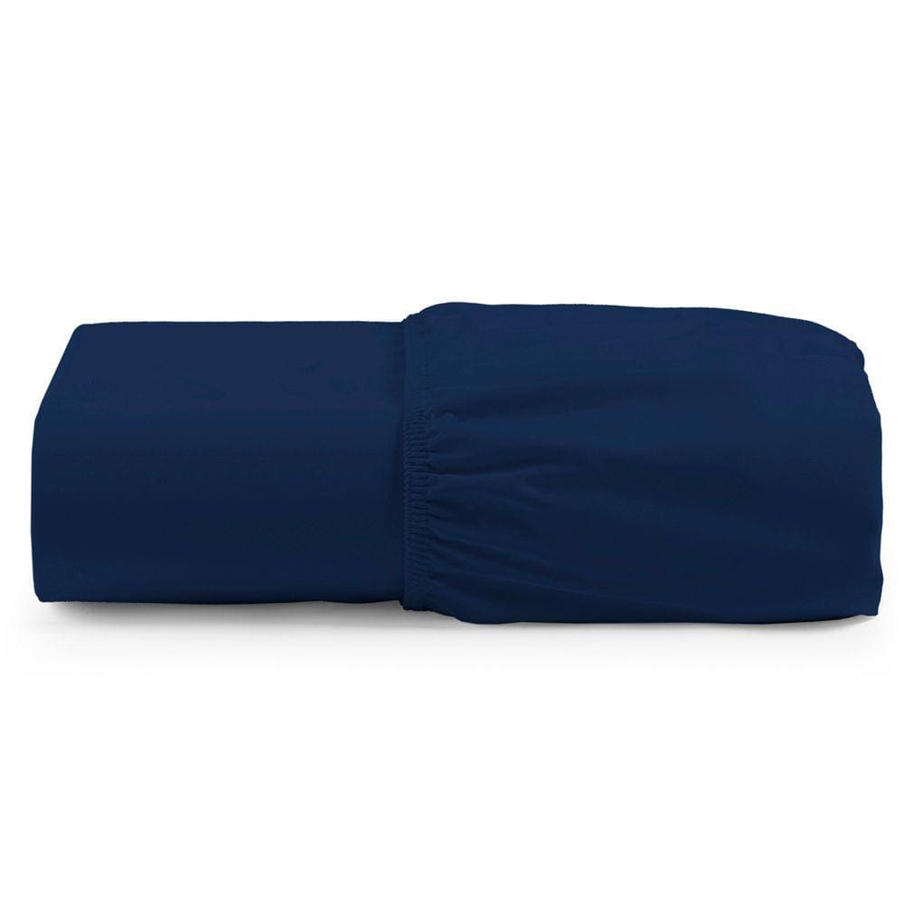 Lençol Unique Avulso de Baixo King com Elástico Micro Percal 400 Fios - Azul Marinho