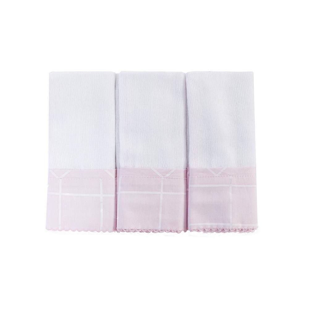 Boquinha Fralda 3 Peças Barrado - Boston Rosa