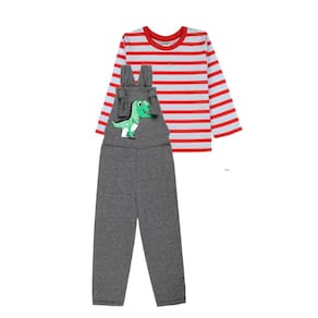 Jardineira Moletom Dino Felpudo + Blusa Meia Malha Menino Conjunto de Inverno