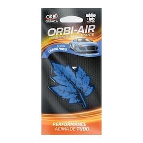 Aromatizante Veicular Orbi Folhinha Na Cor Azul Aroma Carro Novo