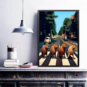 Quadro Decorativo Capivaras Abbey Road 45X34Cm