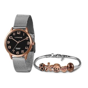 Relógio Lince Feminino Prata E Rose + Berloque Lrt4652l Kx65