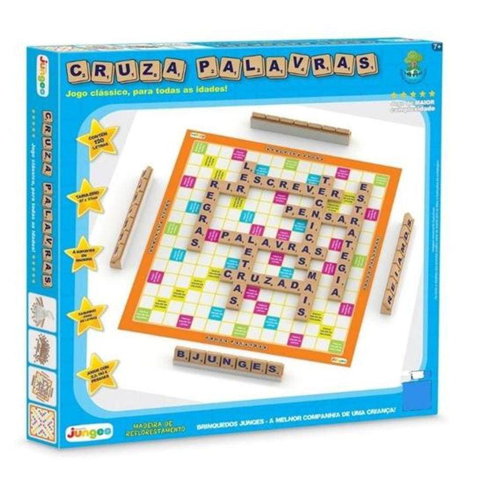 Jogo Cruza Palavras Educativo de Madeira 120 Letras Junges 707