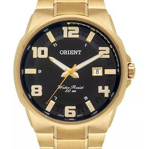 Relógio Orient Masculino Dourado Fundo Preto Mgss1186 P2kx
