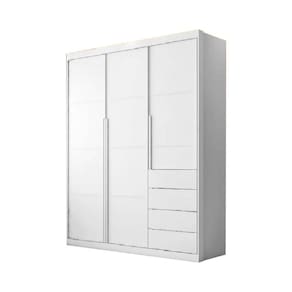 Guarda Roupa Infantil 4 Gavetas 3 Portas Roupeiro Bebê Com Nichos Pérola Bco - Phoenix Baby