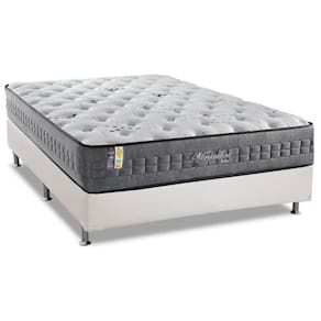Cama Box Casal: Colchão Molas Ensacadas Anjos MasterPocket Versalhes + Base CRC Courano Branco(138x188)