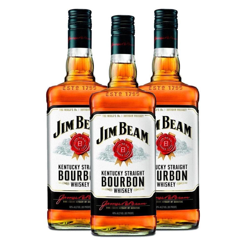 Kit 3 Whiskys Jim Beam White Bourbon 1000 Ml