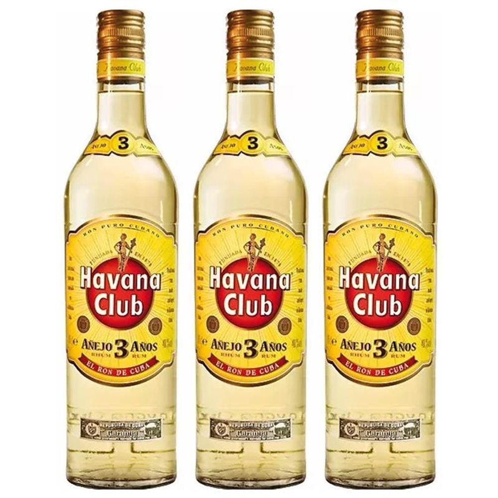 Rum Havana Club Anejo 3 Anos 750ml 03 Unidades