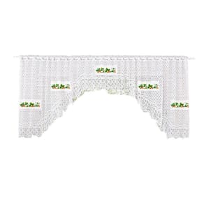 Cortina Bando Renda Cascata Cozinha Morango 3,15X0,95