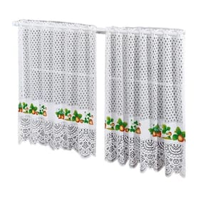Cortina Pia Vitro Renda Cozinha Morango 1,60X0,80 Alt