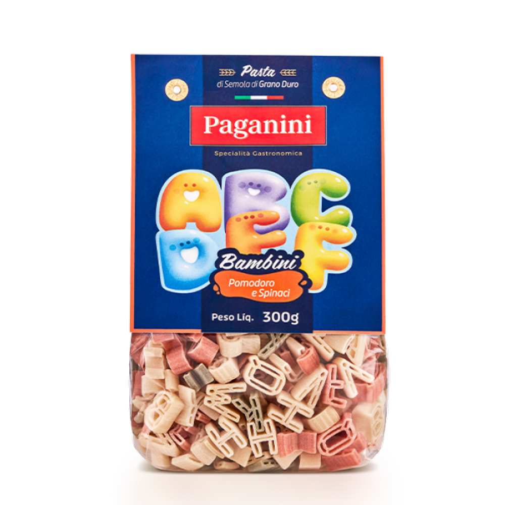 Macarrão Bambini Letrinhas Tricolore Paganini 300g