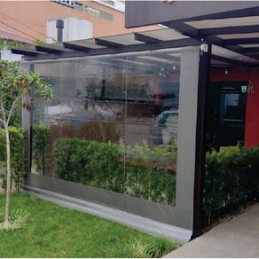Toldo Cortina Cinza c/ visor - 1,60m x 1,60m - kit completo