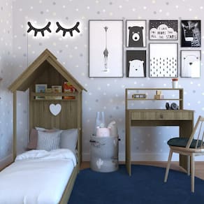 Conjunto Infantil Cama e Escrivaninha Carvalho