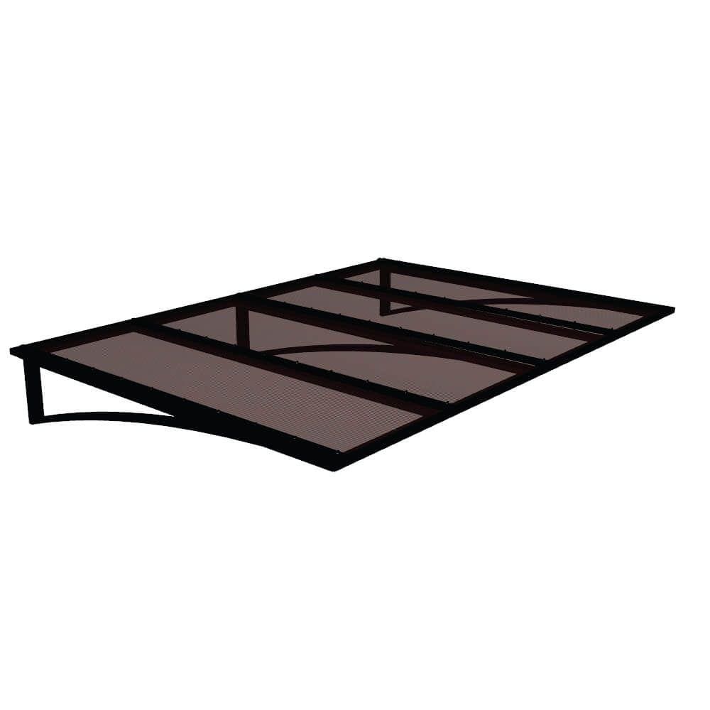 Toldo Fixo Em Policarbonato Alveolar Bronze - 2,00m X 1,00m - Estrutura Preta