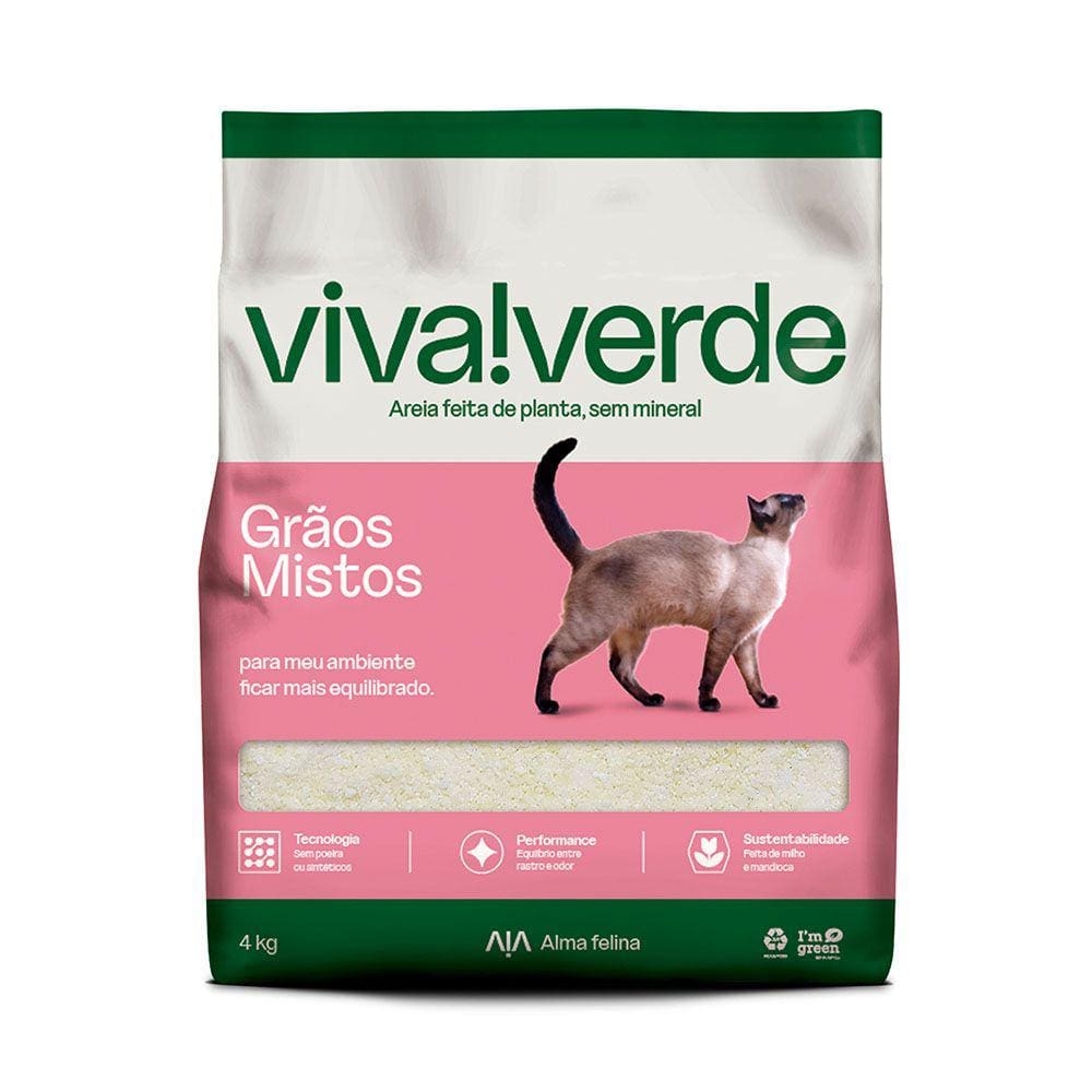 Areia Higiênica Para Gatos Biodegradável Descomplicada Viva Verde 4kg