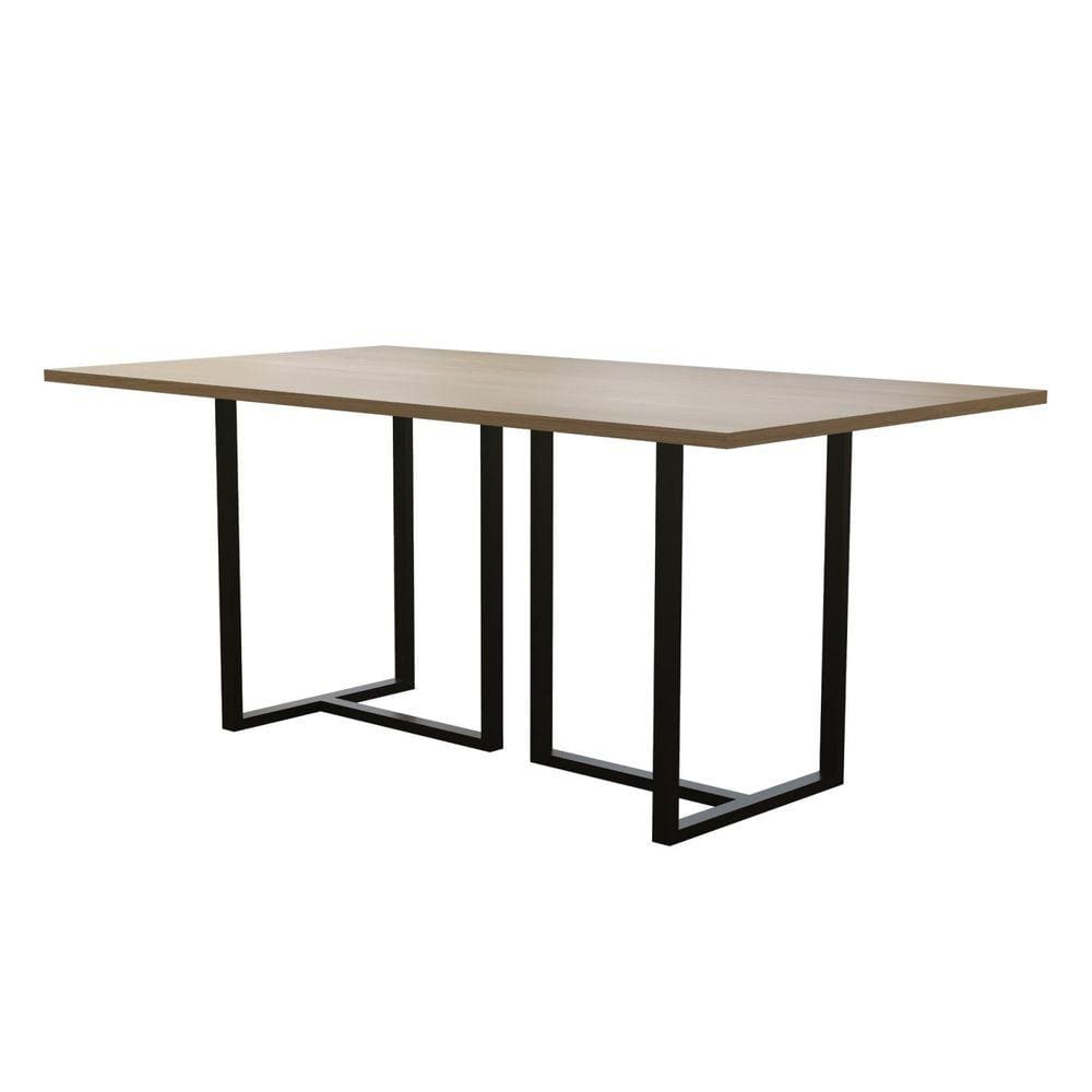 Mesa Industrial Aço e Tampo MDF Atena Mais Decor Preto Fosco/Siena